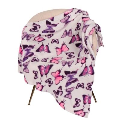 Dreamscene Cobertor de borboleta para mulheres e meninas, cobertor de viagem de forro polar, super macio, quente e aconchegante, manta de 50 x 60 polegadas, manta de bebé de borboleta, roxo e branco