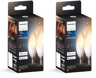 Philips Hue Hue White Ambiance 2 Ampoules Smart Culot E14 avec Bluetooth 5,2 W (Lot de 2)