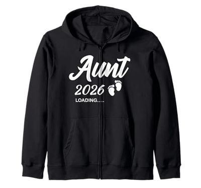 Aunt 2026 Loading Promoted To Aunt Baby Announcement Zip Hoodie