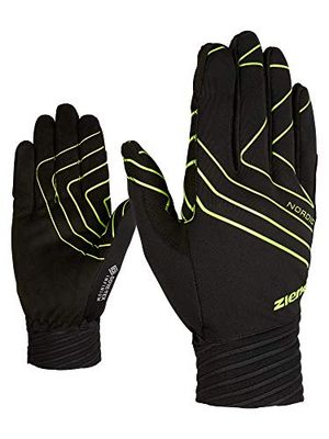 Ziener Guanti da sci di fondo per adulti nordic/crosscountry, antivento, traspiranti, aderenti UGO GTX INF Crosscountry, Black.Lime, 7, 808271