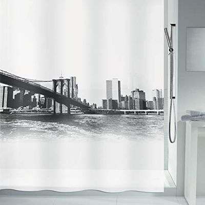 Spirella 1 Cortina DE Ducha New Brook 180X200, Poliéster, Negro, 200x180 cm