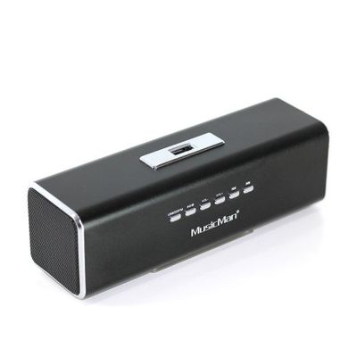 Altifalante portátil MusicMan MA Soundstation - som estéreo - rádio FM, reprodutor de MP3, USB, AUX / Line-In, suporte para cartão MicroSD - tempo de reprodução 6 horas - ideal para viajar (preto)