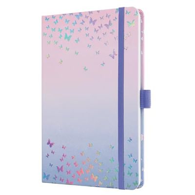 SIGEL J5347 Jolie Weekly Planner 2025, Design Butterfly Confetti Candy, 13,5 x 20,3 cm, hardcover, 174 Pages, Violet, Pink
