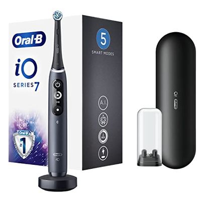 Oral-B iO Series 7 Black Onyx Szczoteczka elektryczna z rewolucyjną technologią magnetyczną iO i mikrowibracjami, 5 trybów, inteligentny czujnik siły nacisku, wyświetlacz OLED