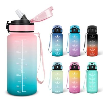 Motswedi Botella de Agua, 500 ml Libre de BPA, Botellas de Agua para Niños, Adecuado para Carbonatados, Botella, A Prueba de Fugas, Botellas Gimnasio, Cantimplora para Escuela, Gimnasio - Rosa&cian