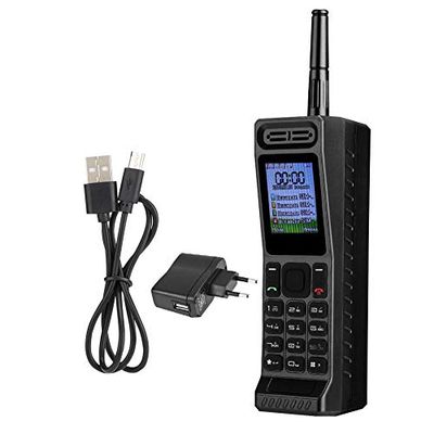 Teléfono móvil gsm con Cuatro Tarjetas Sim con Power Bank Radio Bluetooth Soporte Tarjeta TF (hasta 32G)(Negro)