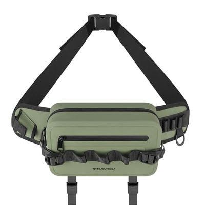 THKFISH Angeltasche Angelrucksack Wasserdicht IPX8, Bauchtasche Angel Tasche für Angeln mit luftdichtem Reißverschluss für Laufen, Sport im Freien, Träning, gRÖN, Midjeväska
