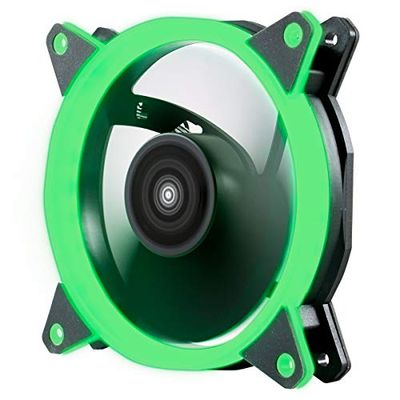 UNYKAch Ventilador Ordenador CANDY 20 RING LED Verde, 120 mm, Ultra Silencioso, con Soporte de Goma y 7 Aspas