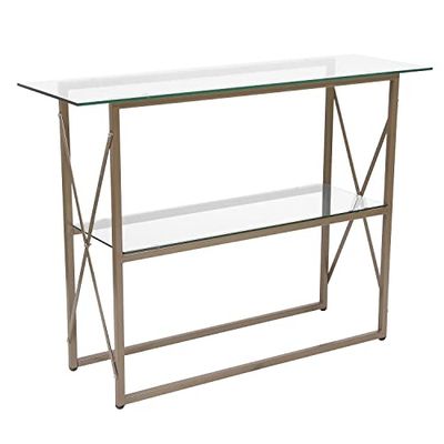 Flash Furniture Mar Vista Collection Table Console en Verre avec Cadre doré Mat