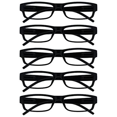 OPULIZE Occhiali Da Lettura Nero Valore 5 Pacco Leggero Uomo Donna RRRRR32-1 +2,50