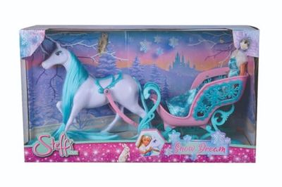 Simba 105733522 Steffi Love Snow Dream Luge de Conte de fées avec Cheval et Steffi comme Princesse de Glace, L : 50 cm, poupée 29 cm, Convient aux Enfants à partir de 3 Ans