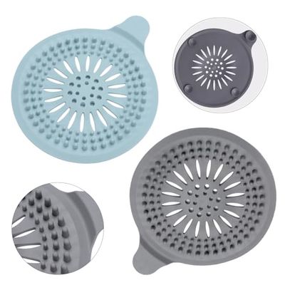 Alyvisun 2Pcs Siliconen Doucheafvoer Haarvanger met Zuignap, Opvouwbare Afvoerbeschermer Haarfilter, Gootsteen Afvoerzeef Universele voor Keuken, Badkamer, Badkuip (Blauw + Grijs)