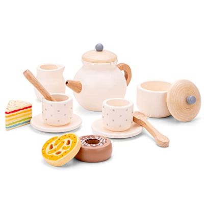 New Classic Toys Set da tè in Legno, Colore Beige, Medio, 10619