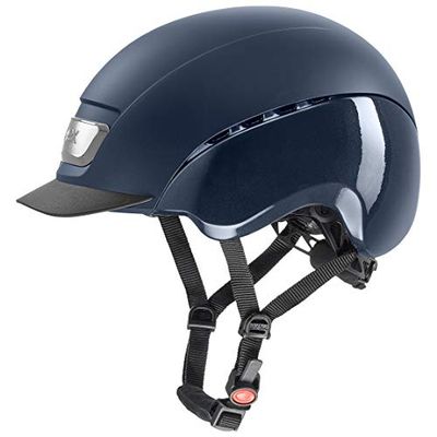 uvex elexxion pro, casco da equitazione robusto unisex, regolazione individuale delle dimensioni, ventilazione ottimale, blue matt-blue shiny, 57-59 cm