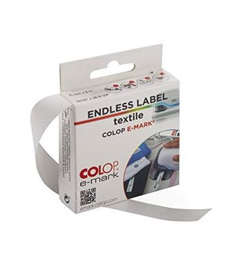 COLOP Etiquetas textiles e-mark | 155392 | 14mm x 8 metros | Etiquetas lavables para telas