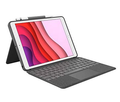 Logitech Combo Touch-trackpadcase voor iPad (7e, 8e en 9e generatie) met nauwkeurige trackpad, laptopachtig verlicht toetsenbord en Smart Connector-technologie - Grafiet