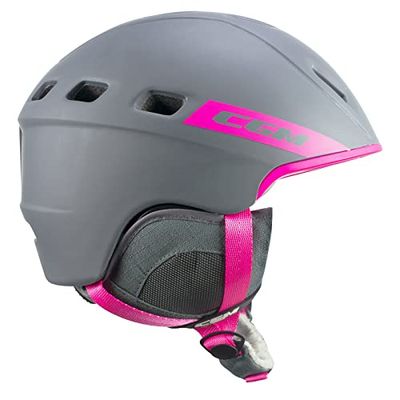 CGM Primo, uniseks skihelm voor volwassenen, grijs roze fluo mat, L (58-61cm)