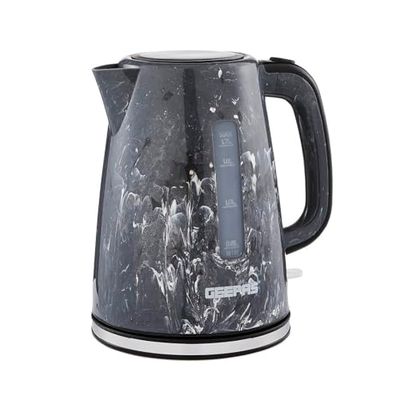 GEEPAS 1.7L Electric Kettle | Premium Kettle with 360° Rotational Base, Cordless | Concealed Heating, Strix Controller | Space Saving Cord Storage & LED Indicator | 2 Year Warranty 2200W Skye Black
