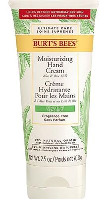 Burt's Bees Moisturising Hand Cream For Very Dry Hands and Sensitive Skin, With Aloe & Rice Milk, 70.8 g
