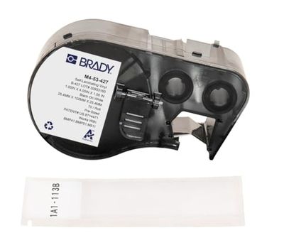 Brady Étiquettes en vinyle auto-protégé étiqueteuses BMP41/BMP51/BMP53/M511 - 70 Étiquettes imprimables adhésives - Noir sur blanc, transparent (25,40 mm (l) x 101,60 mm (H)) - M4-53-427