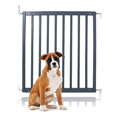 Bettacare Simply Secure Wooden Screw Fit Gate, 72cm - 79cm, Grey, Wooden Dog Gate Gate, Screw Fit Pet Stair Gate, Puppy Gate, Stylish and Practical Safety Barrier