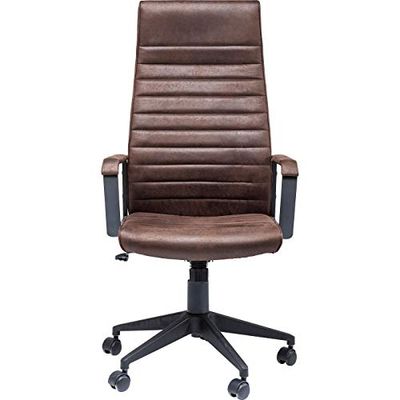 Kare Design Labora Chaise de Bureau pivotante en Daim et Bois de peuplier Marron 129 x 62 x 59 cm