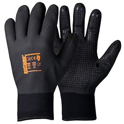 ROSTAING WinterPro - Guanti da lavoro, colore: nero, invernale, ideale per lavori in ambienti umidi e freddi, impermeabili, comfort, resistenza al freddo