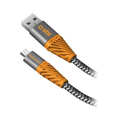 SBS Cavo rifrangente bicolore in fibra aramidica, resiste a 50.000 pieghe, per ricarica e trasferimento dati, connettori USB 2.0 e Micro USB, lunghezza 2 metri