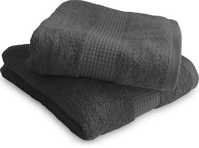 Juego de 2 Toallas de baño, 50 x 90 cm, 100% algodón, 450 g/m2, Color Gris