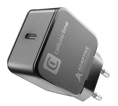 cellularline | USB-C Charger 15W | USB Type-C Travel Charger 15W 240V - Protezione da sovraccarico - Nero
