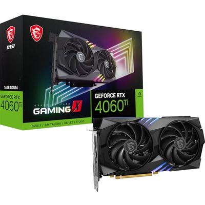 MSI GeForce RTX 4060 Ti GAMING X 16G Graphics Card - RTX 4060 Ti GPU, 16GB GDDR6 (18Gbps/128-bit), PCIe 4.0 - TWIN FROZR 9 (2 x TORX Fan 5.0), RGB - HDMI 2.1, DisplayPort 1.4a