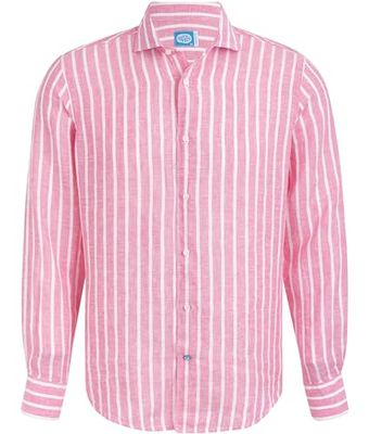 Panareha Camisa Hombre a Rayas Lino Amalfi Rosa (L)