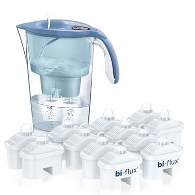 Laica J9074A1 Conjunto de 13 filtros bi-flux e jarro filtrante, total de 2,3 litros, 1,2 litros filtrados