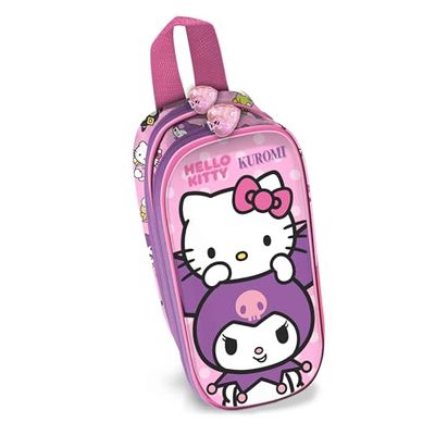 Karactermania Sanrio Hello Kitty Playful-3D dubbele etui, roze, 22 x 10 cm, Roze Hello Kitty, Eén maat, 3D Dubbele Pennenzak Sanrio