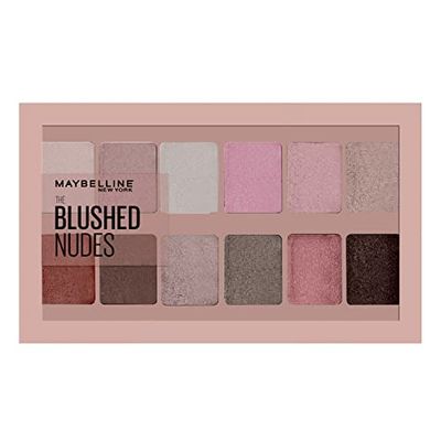 Maybelline New York Palette Ombretti The Blushed Nudes, 12 Colori Sulle Sfumature del Nudo Rosato, Finish Matte, Satinato e Perlato