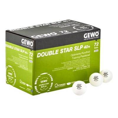 GEWO Double Star SLP bordtennisbollar – 2 stjärnor, bordtennisboll av plast 40 utan söm – professionella träningsbollar – 72 högkvalitativa bordtennisbollar vit, 40 mm diameter