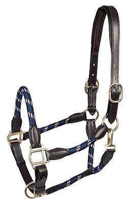 PFIFF Licol en cuir « Lina » réglable des deux côtés Bleu/beige Cob