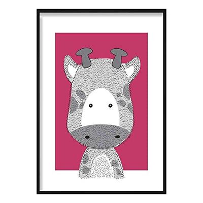 Artze Wall Art Jirafa Sketch Style - Póster (40 cm de ancho x 50 cm de alto, color rosa brillante