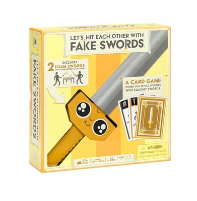 Exploding Kittens Presents: Let's Hit Each Other With Fake Swords - Sword-Fighting Card & Board Games for Family Fun - For Adults, Teens & Kids Age 7+ - 3-6 Players - Includes 2 Foam Swords, 72 Cards