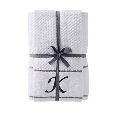 SKL Home by Saturday Knight Ltd. Monogram K Bath and Hand Towel Set, White, 4-pack