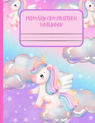 Primary Composition Notebook k-2 with Picture Space: a design unicorn Primary Story Journal Grades k-2 Dotted Midline with drawing space on top and ... ... Handwriting Practice Paper for girls