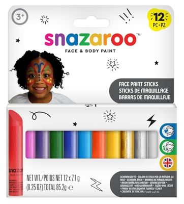 Snazaroo 1172193 kindermake-upset met 12 pennen op waterbasis, makkelijk afwasbaar, huidvriendelijk voor carnaval, Halloween