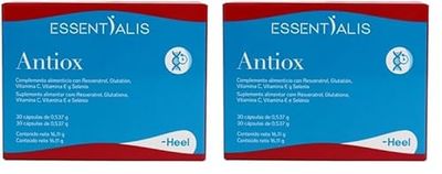 Essentialis Antiox-Resveratrol, Glutation reducido, Vitaminas C y E y selenio-Alto poder Antioxidante-Evita el daño oxidativo celular-Para hombres y mujeres-30 comprimidos veganos-Antienvejecimiento