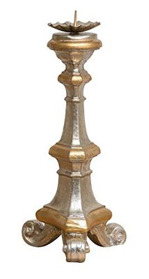 Biscottini Candelabro de Madera 40 x 19 x 19 cm – Portavelas de Madera – Candelabro Plateado Made in Italy – Candelabros Shabby – Portavelas de Mesa