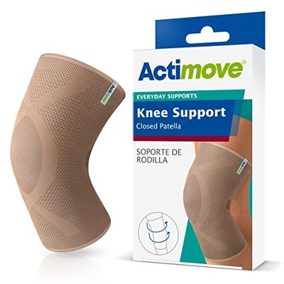 Actimove Everyday Supports Knee Support Closed Patella for Men and Women – Helps with Pain Relief and Swelling – For Chronic Knee Pain and Overuse Knee Injuries – Left/Right Wear – Beige, Large