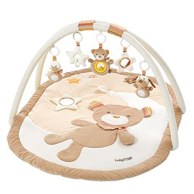 Fehn Manta de atividades 3D arco-íris de jogos, manta de gatinhar para bebés com 5 brinquedos destacáveis para agarrar, manta de brincar para bebés e crianças de 0 meses