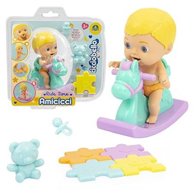 Cicciobello Amicicci, CC0101 Baby met hobbelpaard, met accessoires, model voor jongens blond haar, speelgoed voor kinderen vanaf 3 jaar