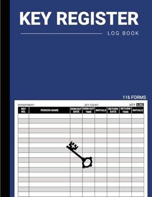 Key Register Log Book: Sign In and Out Template Sheet to Record Key Inventory Control and Check Out Security System