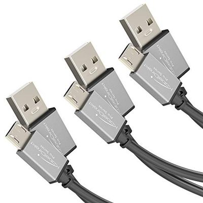 KabelDirekt – Micro USB 2.0 kabel – 0,5m + 1m + 2m, 3-pak – (High Speed datakabel en oplaadkabel, geschikt voor smartphones en tablets met Micro USB aansluitpunt, zwart/space grey)