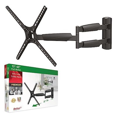 Barkan Lange tv-muurbeugel, 13 - 65 inch Full Motion Articulating - 4 bewegingen platte / gebogen schermbeugel, geschikt voor maximaal 36,2 kg, extreem uitschuifbaar, geschikt voor LED OLED LCD